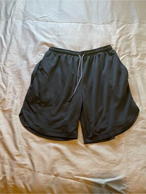 Men's Black Athletic Mesh Shorts with Drawstring